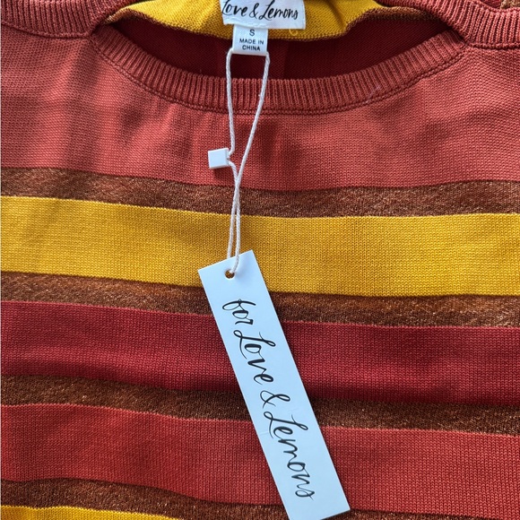 For Love And Lemons Orange and Yellow Striped tori Mini Dress - Picture 4 of 6